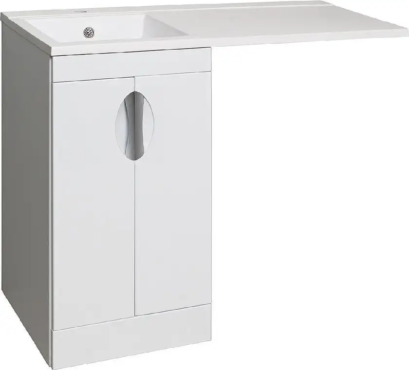 Runo Тумба с умывальником Runo Лира 45 + Гамма 105 лайт с правым крылом (напольная, белый) – фото товара