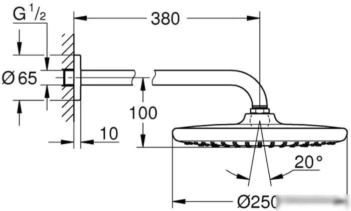 Верхний душ Grohe Tempesta 250 26668000 - фото товара