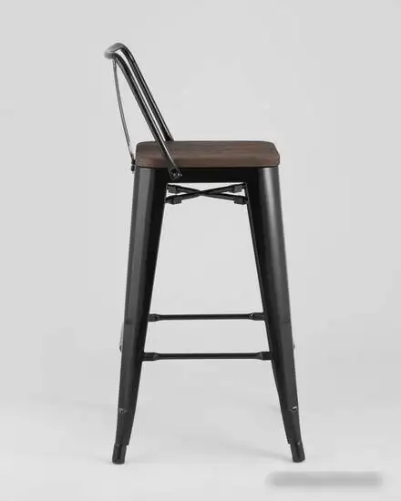 Стул Stool Group Tolix Wood со спинкой YD-H765E-W LG-01 (черный глянцевый/темное дерево) – фото товара