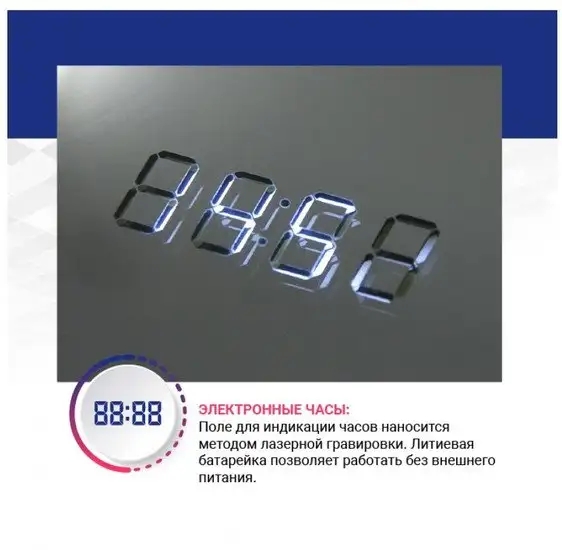 Doratiz Зеркало Марта 55x80 2711.908 (сенсорный выключатель, подсветка, подогрев, часы) – фото товара