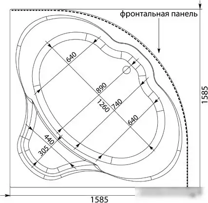 Ванна Aquanet Santiago 160x160 (с каркасом и экраном) - фото товара