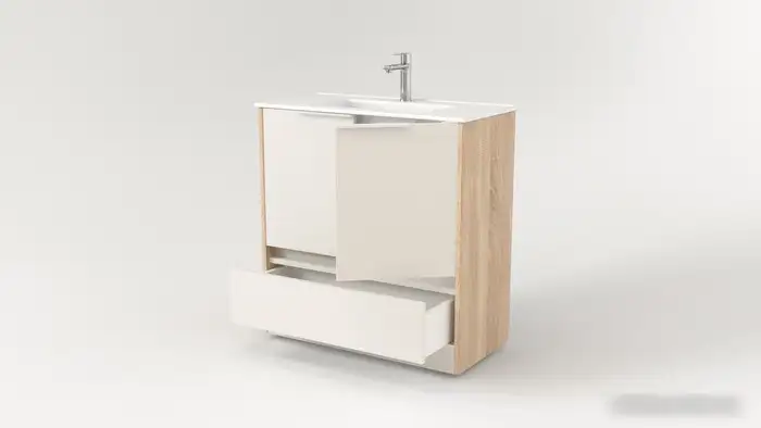 Дабер Тумба под умывальник 017 Тобага/Эридан 80 Т17.8Т.0.18Б (бежевый/дуб бардолино/ручка белая) – фото товара