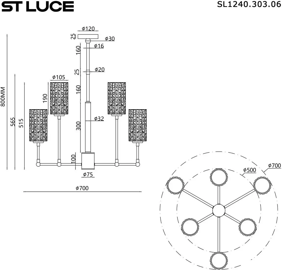 Подвесная люстра ST Luce SL1240.303.06 – фото товара