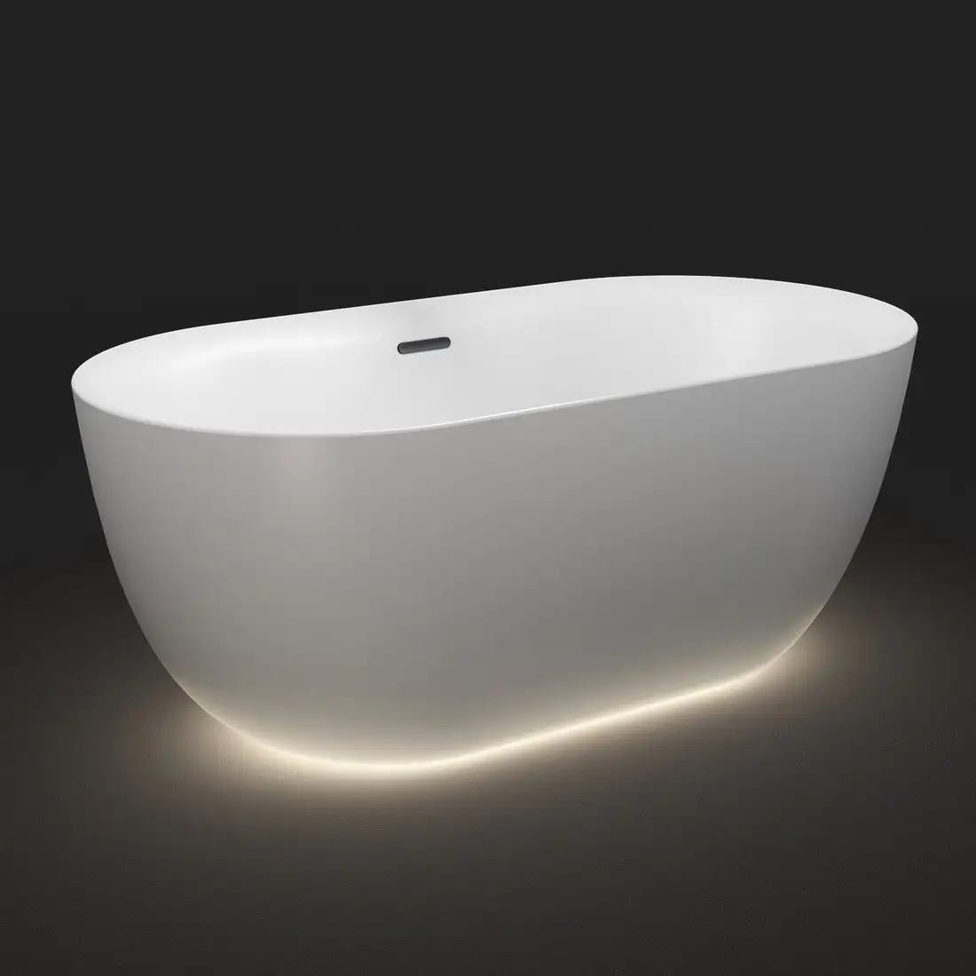 Ванна Wellsee Chic Riviera 179x85 23680603R (отдельностоящая ванна с подсветкой белый глянец, экран, ножки, сифон-автомат матовый черный) - фото товара