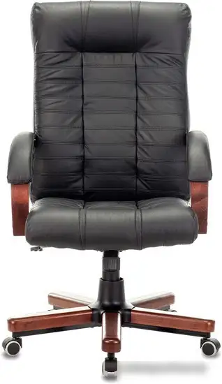Кресло Бюрократ KB-10WALNUT/B/LEATH (черный) – фото товара