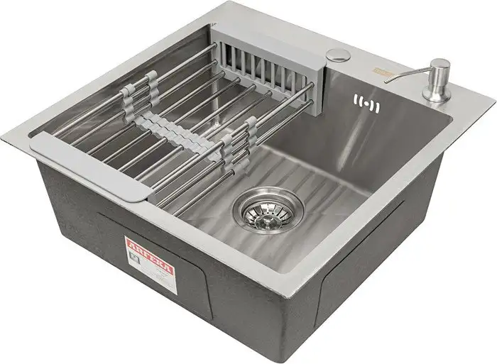 Кухонная мойка ARFEKA Eco AR мойка 450*500, коландер, дозатор Satin - изображение в каталоге