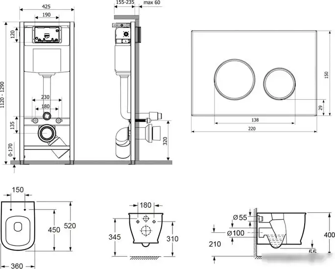 Унитаз Lavinia Boho Relfix Bell Pro Rimless 6 в 1 75110015 (greek black иск. камень) - фото товара