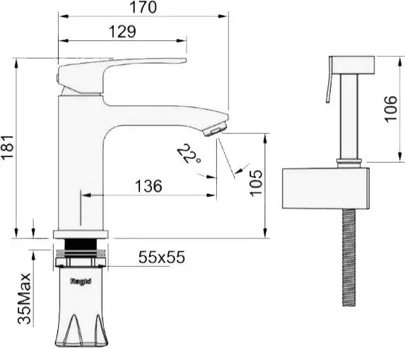 Смеситель с лейкой для биде Raglo R01.12 - фото товара