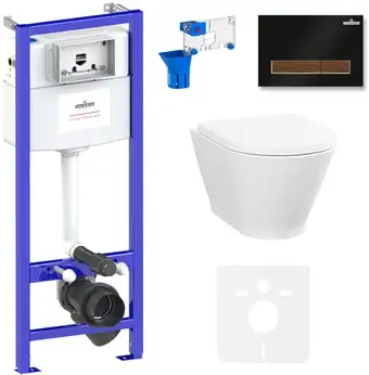 Унитаз Lavinia Boho Relfix Elegant Rimless 7 в 1 87561104 (черный/дерево пластик) - изображение в каталоге