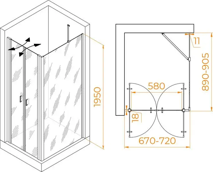 Душевой уголок RGW PA-144B (PA-104B+Z-050-2B+O-204B) 060814479-14 70x90 (черный/прозрачное стекло) - фото товара