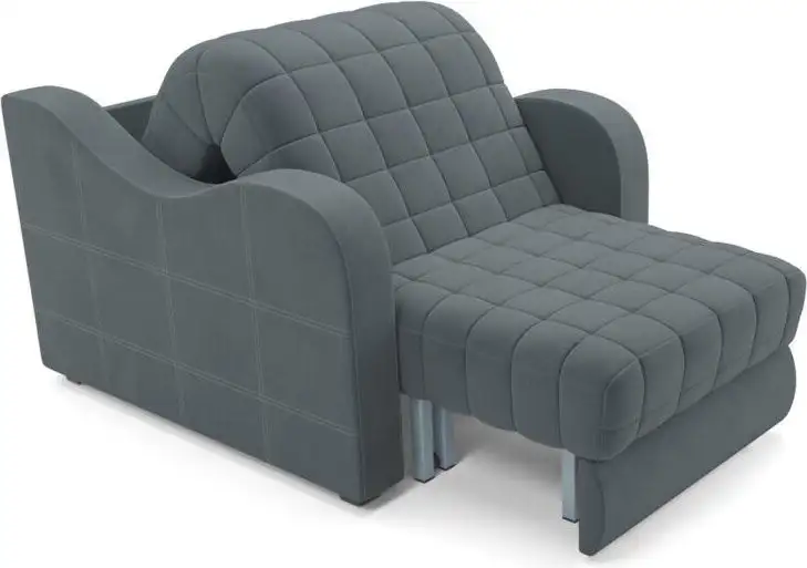 Кресло-кровать Мебель-АРС Барон №4 НПБ (велюр, серый/синий HB-178/26)