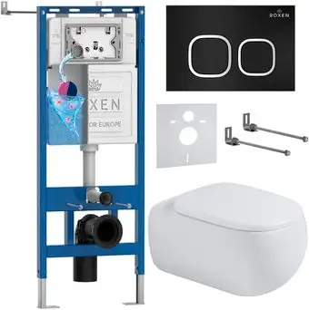 Унитаз подвесной Roxen Titan в комплекте с инсталляцией StounFix Dual Fresh 6 в 1 967217 (кнопка: черная) - изображение в каталоге
