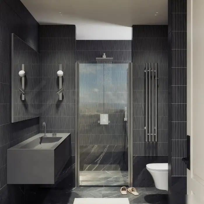 Душевая дверь MaybahGlass 198x89 MGD-423-5 (прозрачное стекло/хром матовый) - фото товара