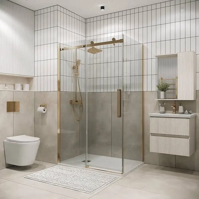 Душевая стенка Grossman Classic 90x195 200.K33.04.90.32.00 (золото сатин/стекло прозрачное) - фото товара