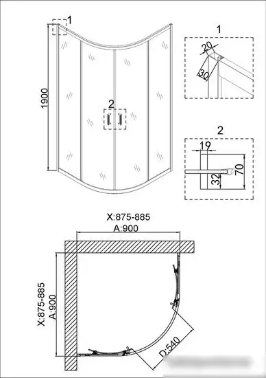 Душевой уголок Niagara NG-6406-08 90x90x190 - фото товара