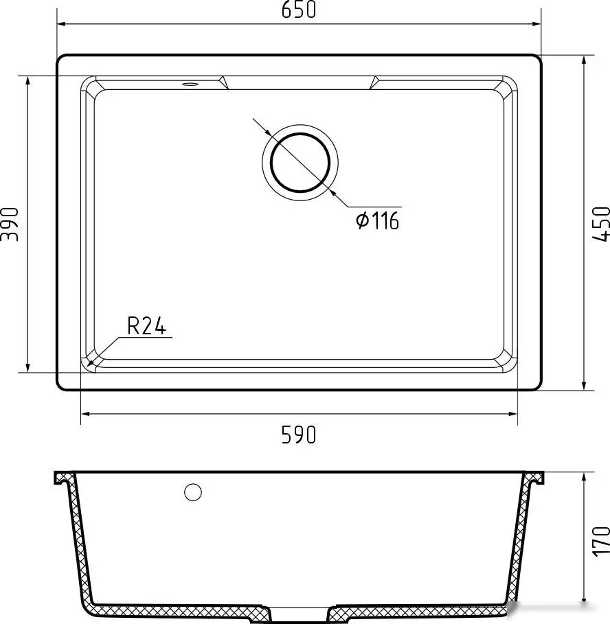 Кухонная мойка GranFest GF-Urban-4565 (темно-серый) - фото товара