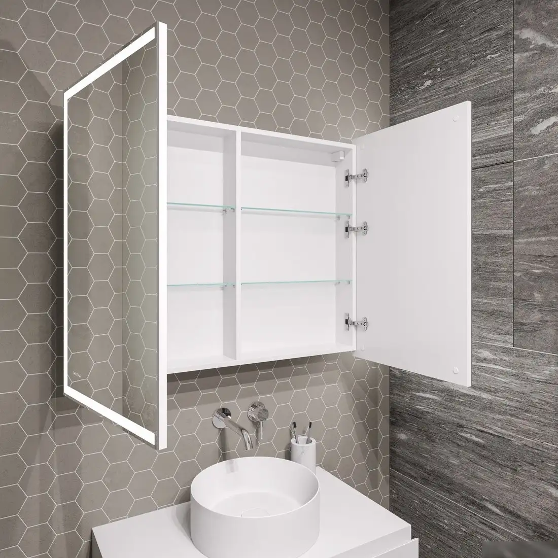 Grossman Шкаф с зеркалом для ванной Меркадо-90 209003 – фото товара