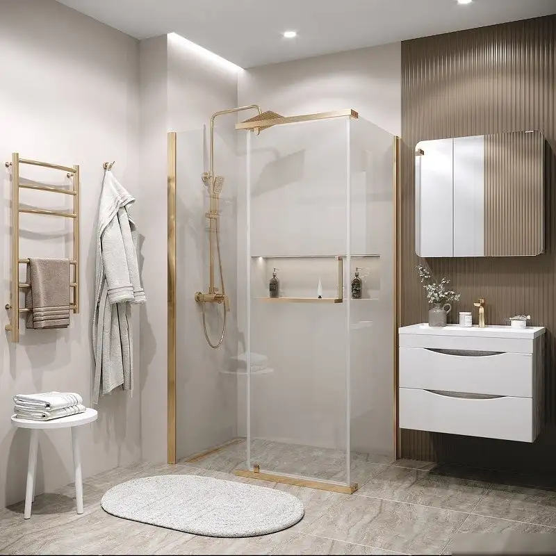 Душевая стенка Grossman Pragma 80x195 200.K33.03.80.32.00 (золото сатин/стекло прозрачное) - фото товара