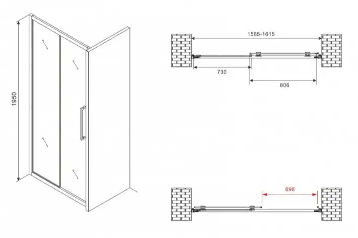 Душевая дверь Abber Schwarzer Diamant AG30160BMH - фото товара