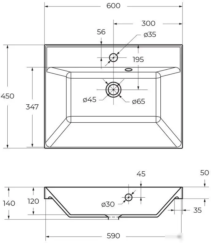 Умывальник BelBagno BB600/450-LV-ART-AST-NERO - фото товара