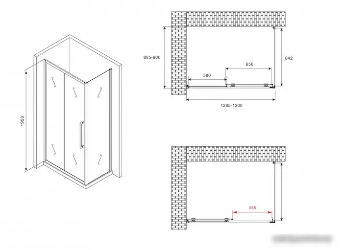 Душевой уголок Abber Schwarzer Diamant AG30130BH-S90B - фото товара