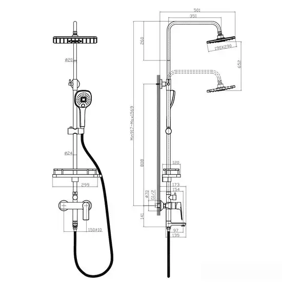 Душевая система Rossinka Silvermix RS27-46 - фото товара