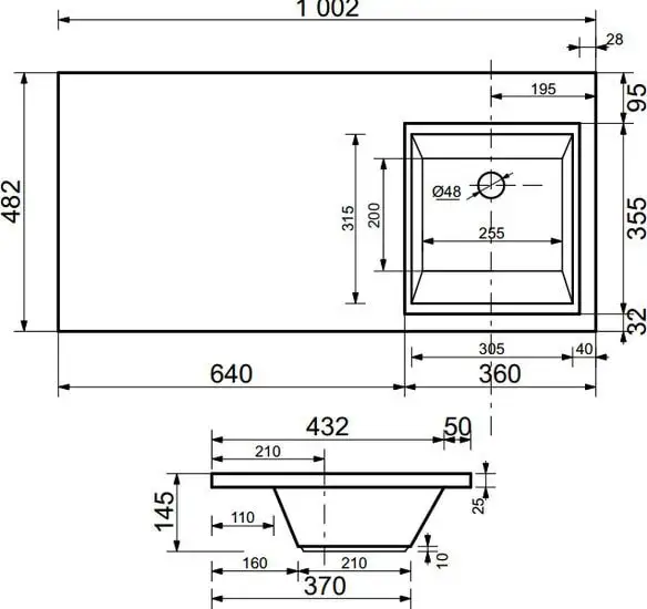 Умывальник Эстет Даллас 100, правая (белый) - фото товара