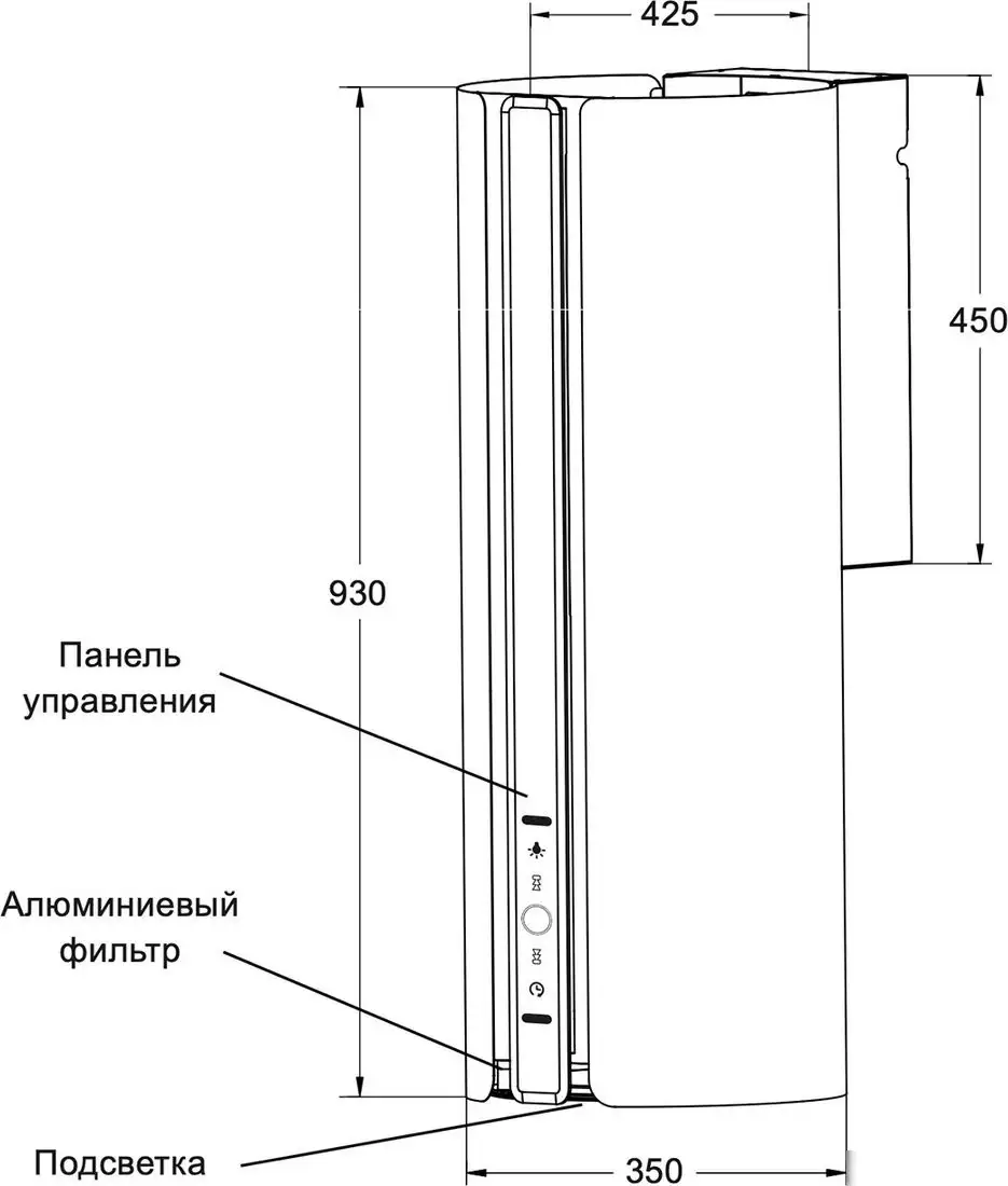Кухонная вытяжка LEX Toro 350 Black - фото товара