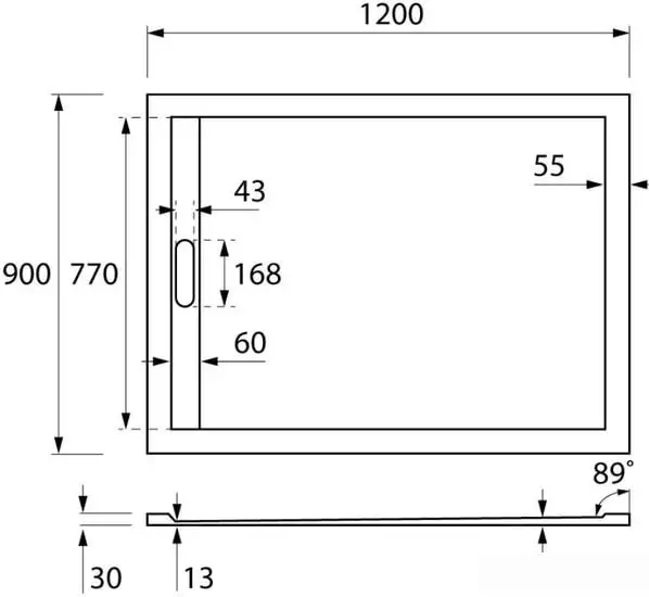 Душевой поддон Cezares TRAY-AS-AH-120/90-30-W - фото товара