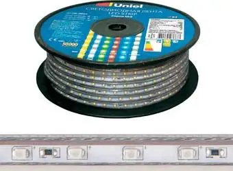 Светодиодная лента Uniel ULS-2835-60LED/m-10mm-IP67-220V-8W/m-50M-W – изображение в каталоге