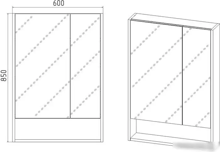 Viant Шкаф с зеркалом Мальта 60 VMAL60BEL-ZSH – фото товара