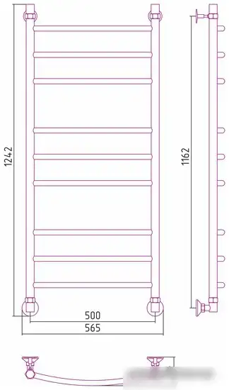 Полотенцесушитель Стилье Аксиома-20 1200х500 00662-1250 - фото товара