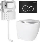 Унитаз приставной Roxen Antares в комплекте с инсталляцией Attach 5 в 1 966880 (кнопка: черный матовый с хромированной окантовкой клавиш) - изображение в каталоге