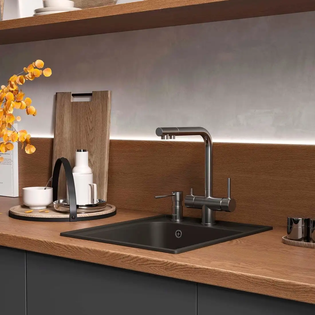 Кухонная мойка Reflexion Quadra RF0243BL - фото товара