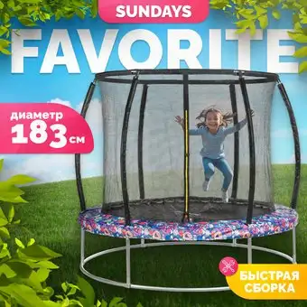 Батут Sundays Favorite Premium 6FT (смайл, с сеткой) – изображение в каталоге