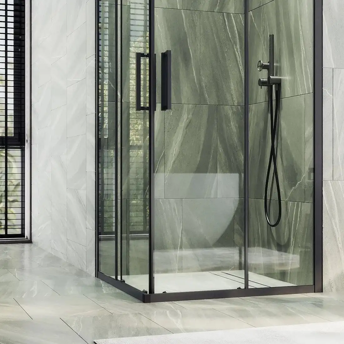 Душевой уголок MaybahGlass MGY-1323-6 (бесцветное стекло/черный) - фото товара