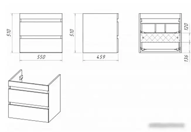 Мебель для ванных комнат Misty Тумба с умывальником Фостер 55 (правая) Э-Фос01055-012Я – фото товара