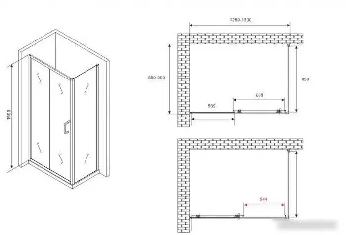 Душевой уголок Abber Schwarzer Diamant AG301305-S905 - фото товара