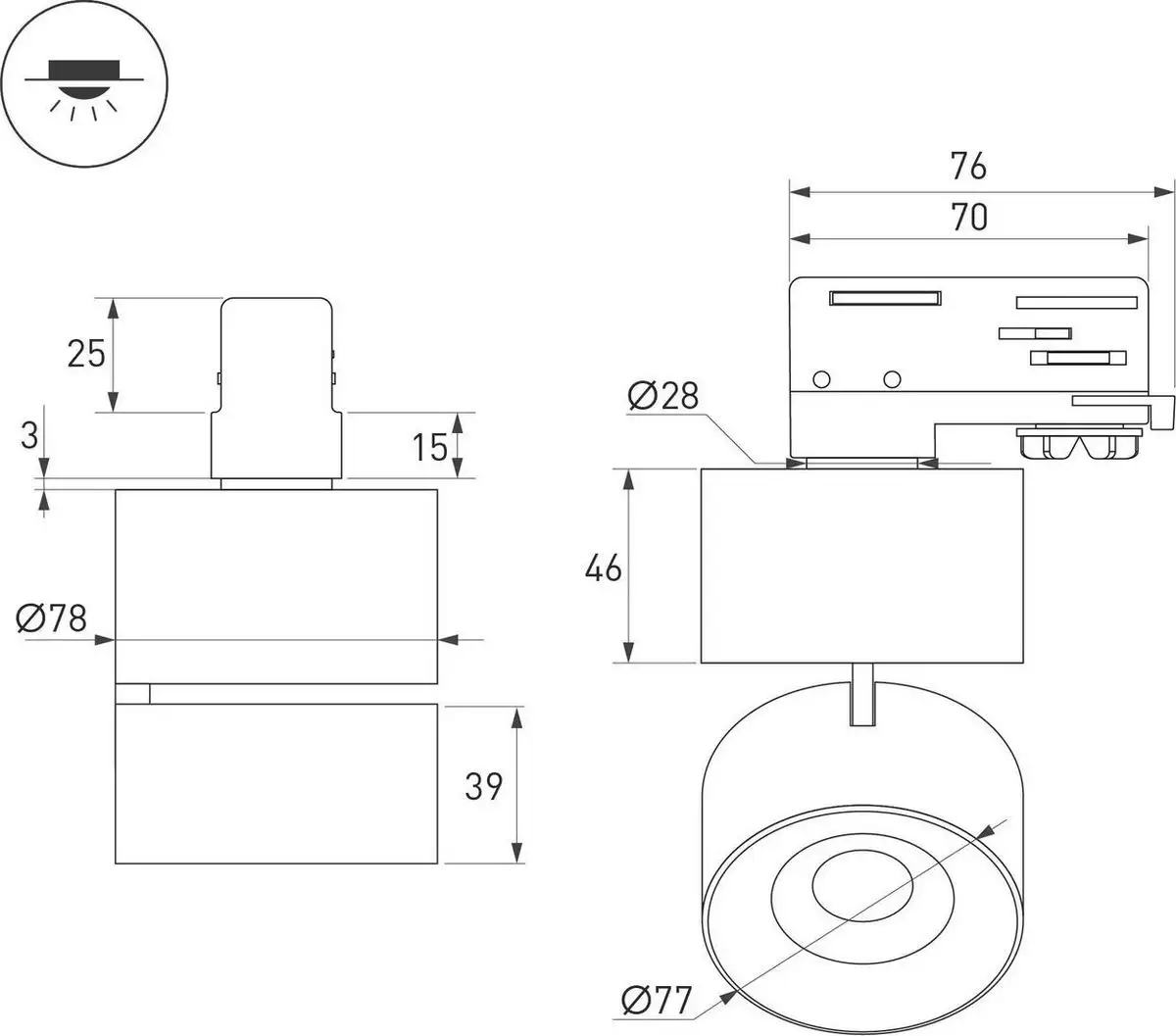 Трековый светильник Arlight SP-PLURIO-TRACK-4TR-R77-9W Day4000 WH-CHR 36deg 038104 – фото товара