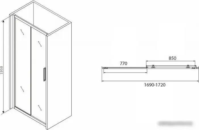 Душевая дверь Abber Schwarzer Diamant AG30170BH - фото товара