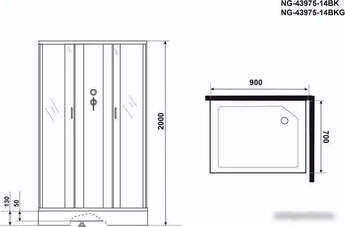 Душевая кабина Niagara NG-43975-14QBK 90x70x200 - фото товара