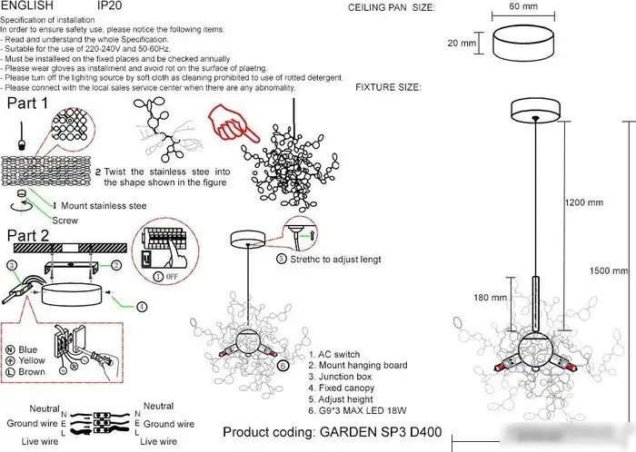Подвесная люстра Crystal Lux GARDEN SP3 D400 CHROME – фото товара