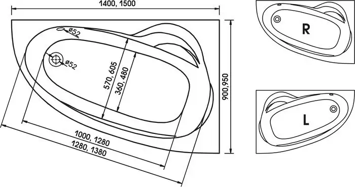 Ванна Relisan Zoya (140x90) - фото товара