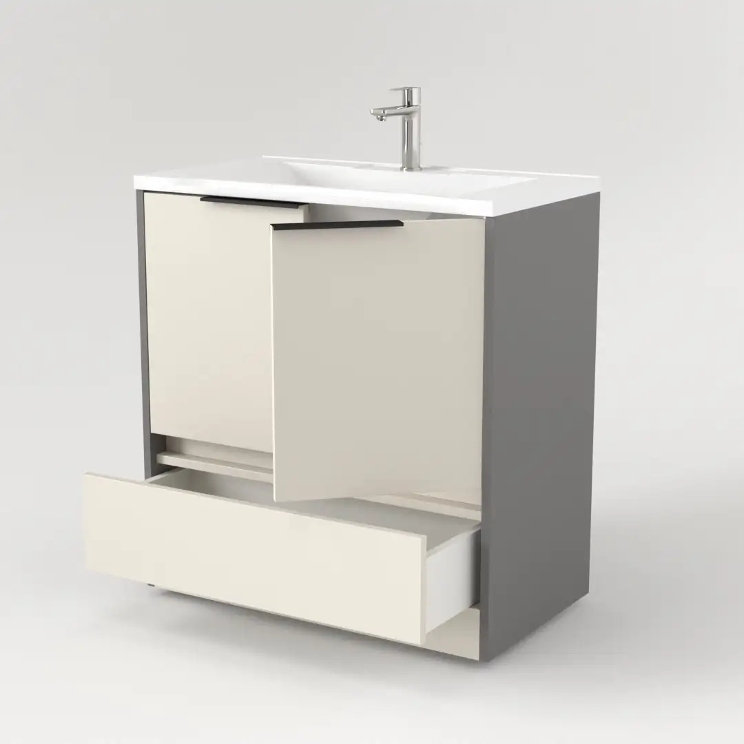 Дабер Тумба под умывальник 017 Andrea Elen 80 Т17.8А.0.19Ч (бежевый/серый/ручка черная) – фото товара