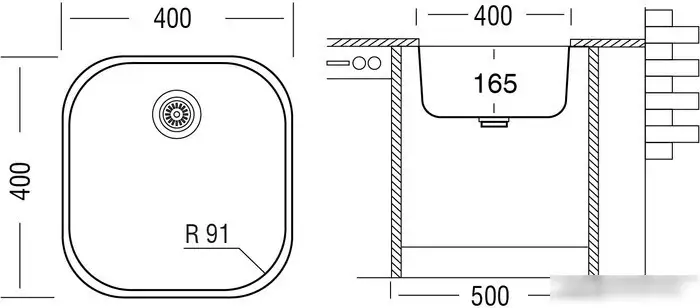 Кухонная мойка Ukinox Модерн MOD400.400-GT6C (с сифоном S701) - фото товара