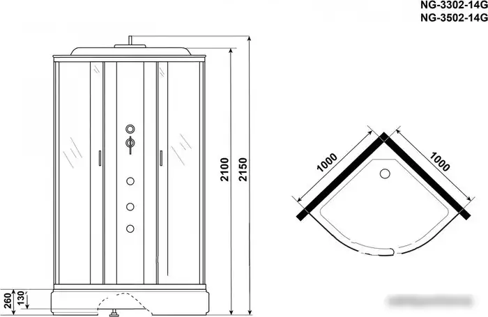 Душевая кабина Niagara NG-3502-14F 100x100 (тонированное стекло) - фото товара
