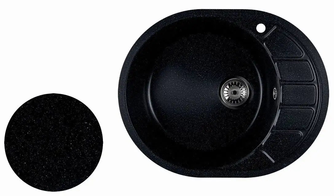 Кухонная мойка Marblan Ovata L (черный,с сифоном) - фото товара