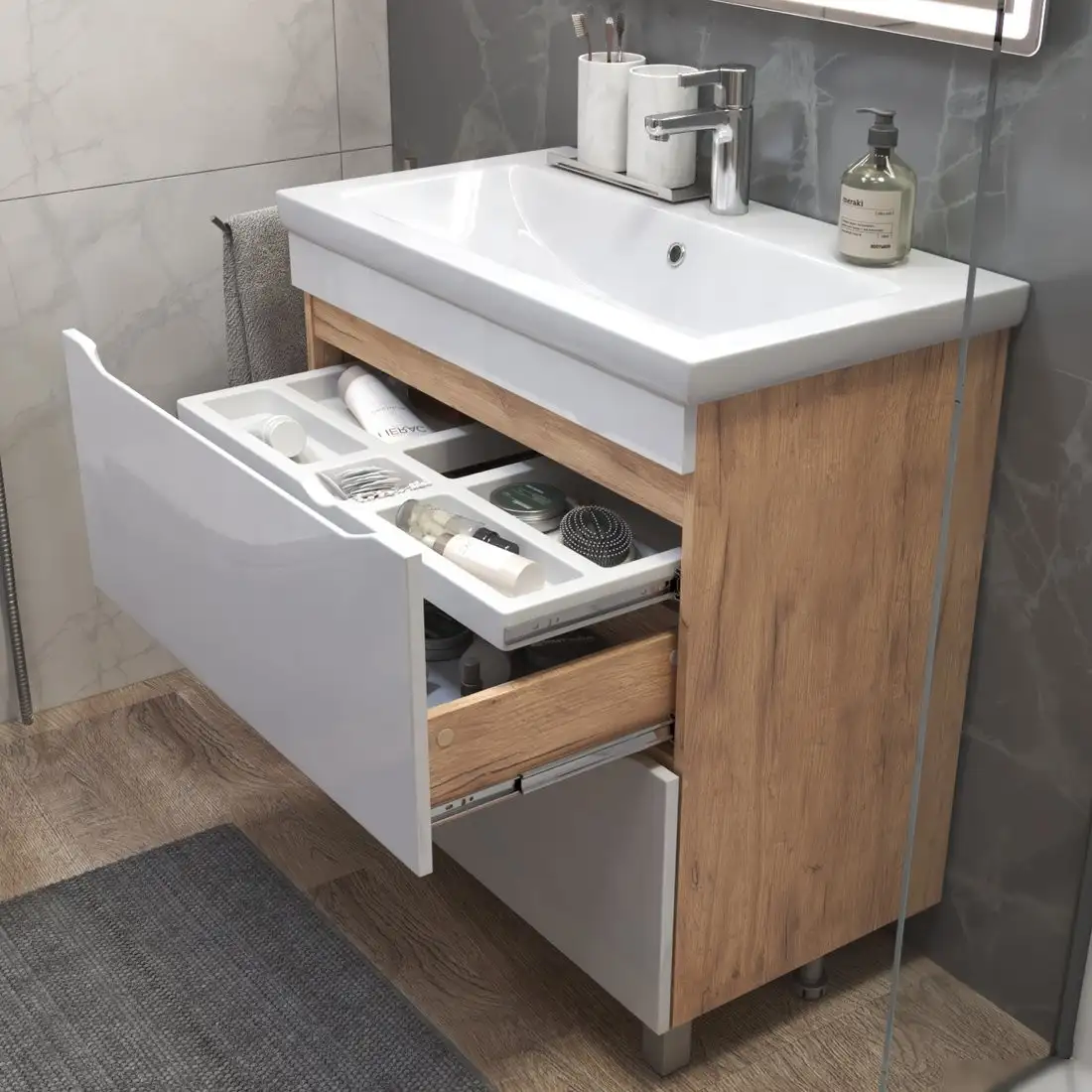 Vigo Тумба под умывальник Grani 800-0-2 Como (дуб золотой) – фото товара