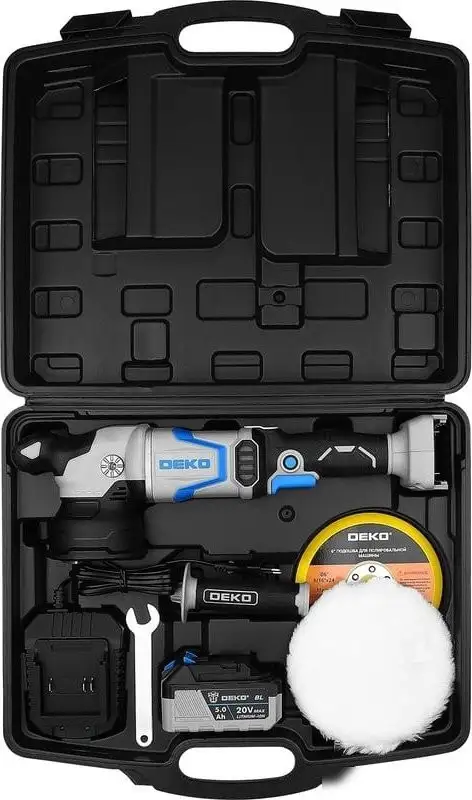 Полировальная машина Deko DKCP20DA Pro 085-1066 (с 1-им АКБ, кейс) – фото товара