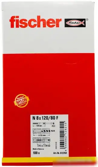 Дюбель-гвоздь Fischer N 8 x 120/80 F 513704 (100 шт) – фото товара